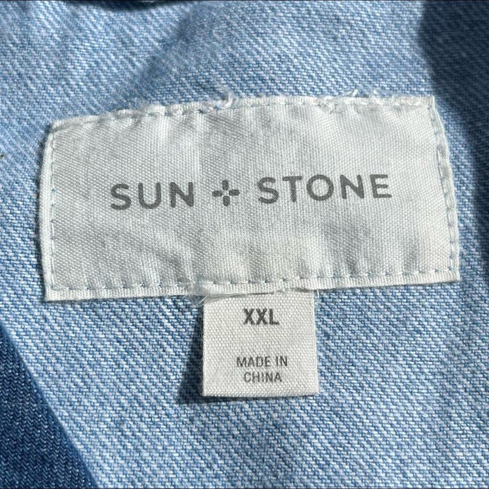 Sun + Stone Amazing Denim Patchwork Blazer Top - image 4
